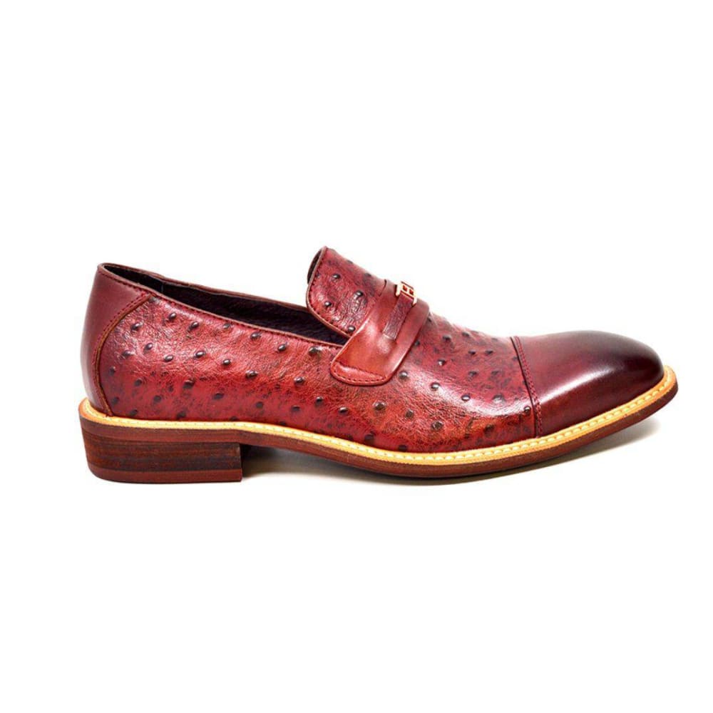 British Walkers Dolche Mens Ostrich Leather Slip On Shoes Exotic Luxury Style