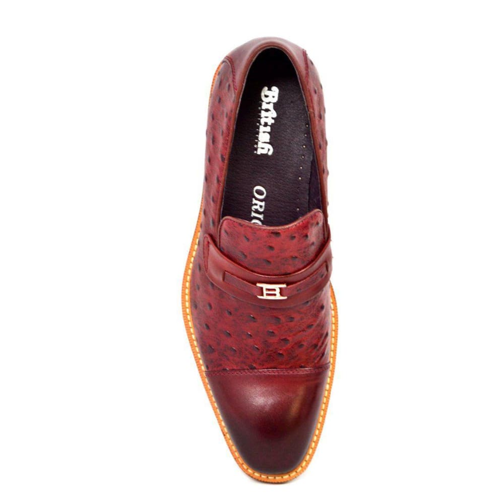 British Walkers Dolche Mens Ostrich Leather Slip On Shoes Exotic Luxury Style