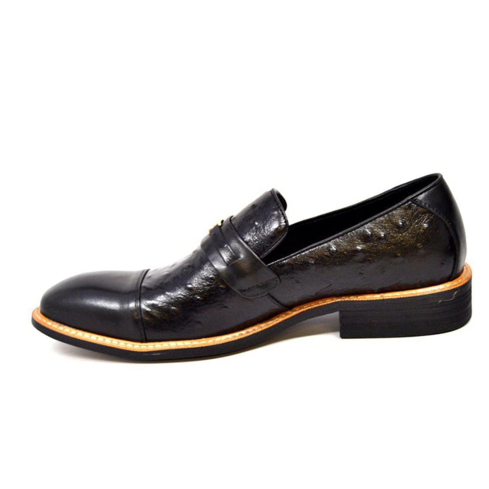 British Walkers Dolche Mens Ostrich Leather Slip On Shoes Exotic Luxury Style