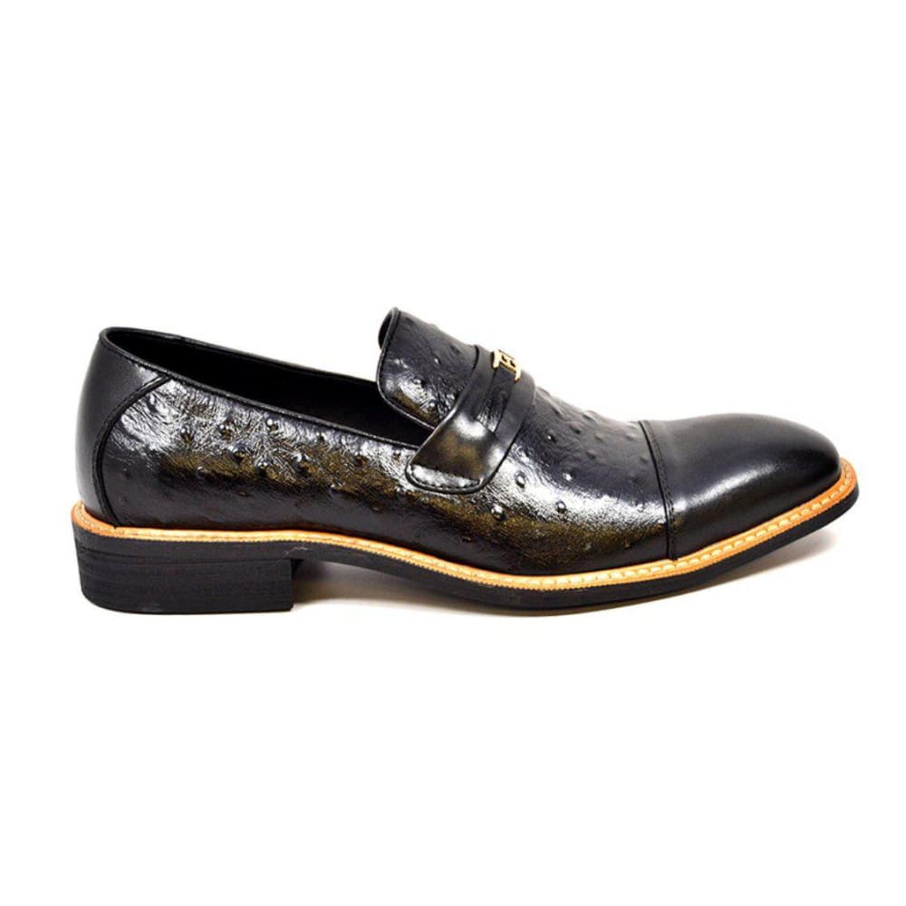 British Walkers Dolche Mens Ostrich Leather Slip On Shoes Exotic Luxury Style