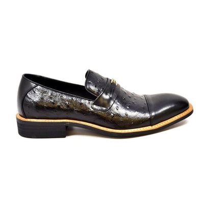 British Walkers Dolche Mens Ostrich Leather Slip On Shoes Exotic Luxury Style