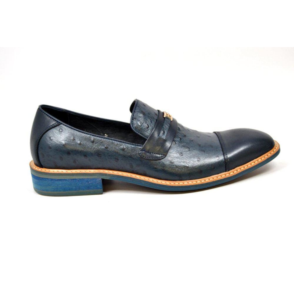 British Walkers Dolche Mens Ostrich Leather Slip On Shoes Exotic Luxury Style