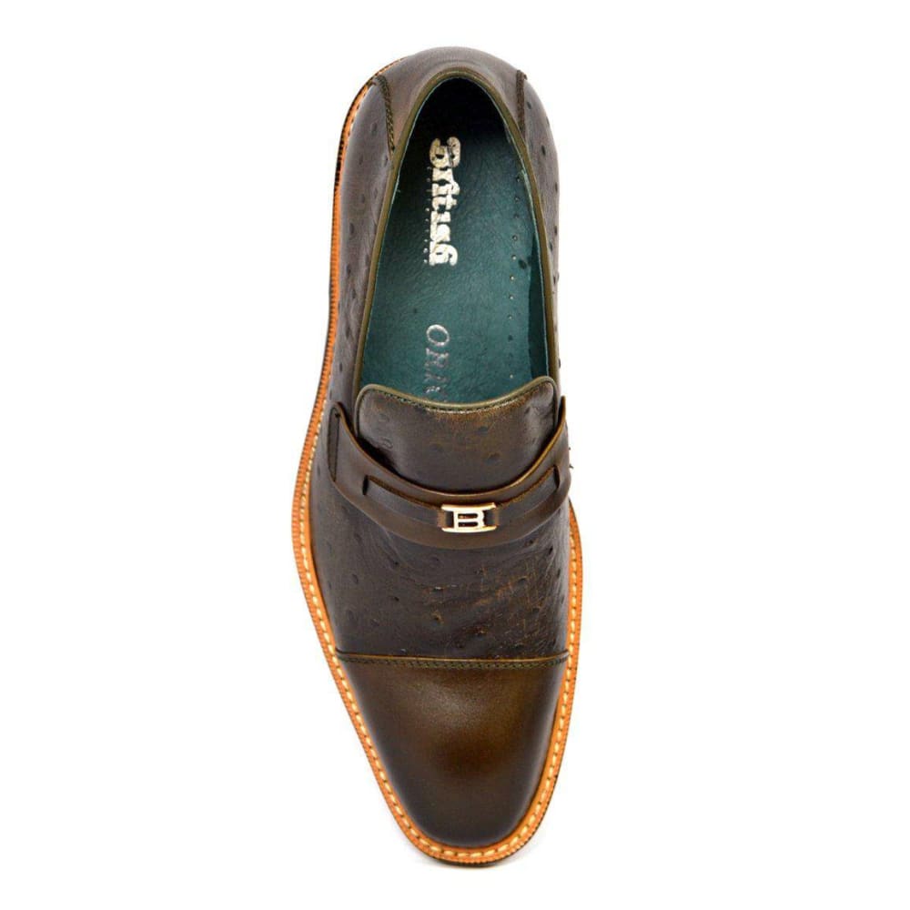 British Walkers Dolche Mens Ostrich Leather Slip On Shoes Exotic Luxury Style