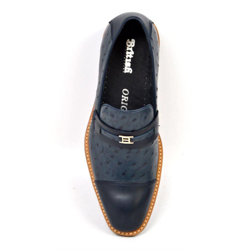 British Walkers Dolche Mens Ostrich Leather Slip On Shoes Exotic Luxury Style