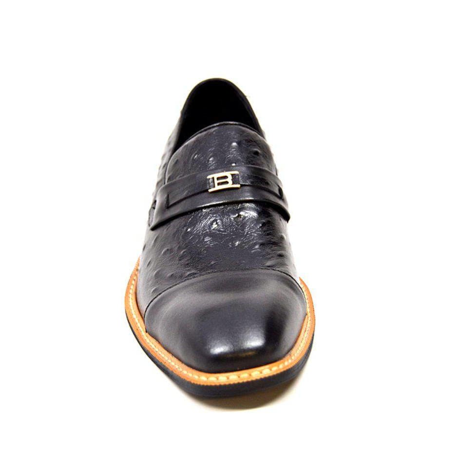 British Walkers Dolche Mens Ostrich Leather Slip On Shoes Exotic Luxury Style