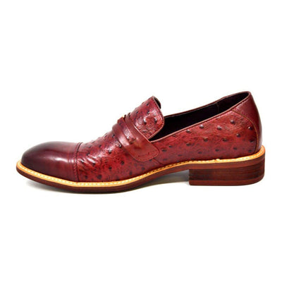 British Walkers Dolche Mens Ostrich Leather Slip On Shoes Exotic Luxury Style