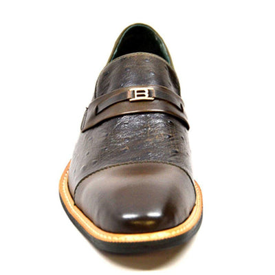 British Walkers Dolche Mens Ostrich Leather Slip On Shoes Exotic Luxury Style