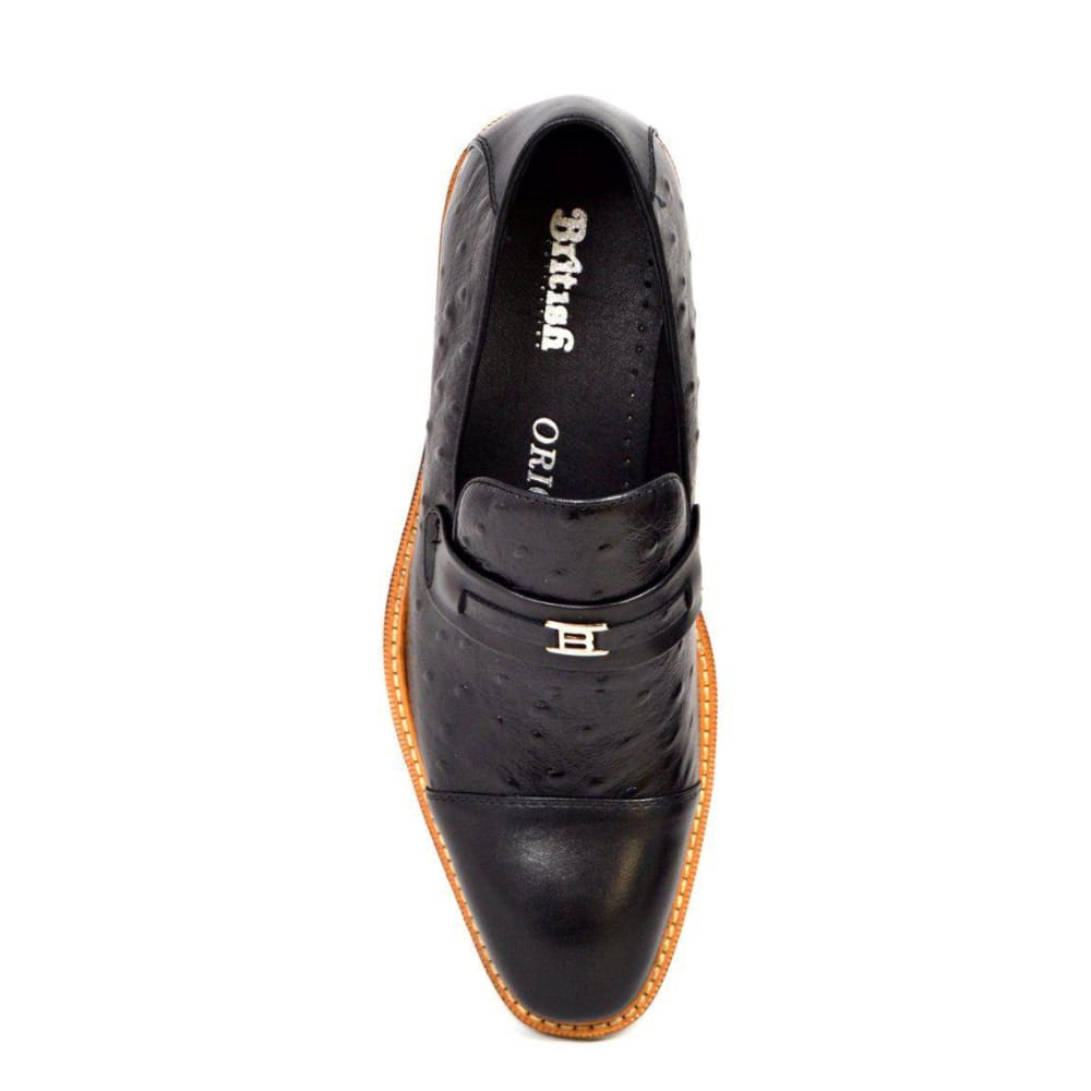 British Walkers Dolche Mens Ostrich Leather Slip On Shoes Exotic Luxury Style