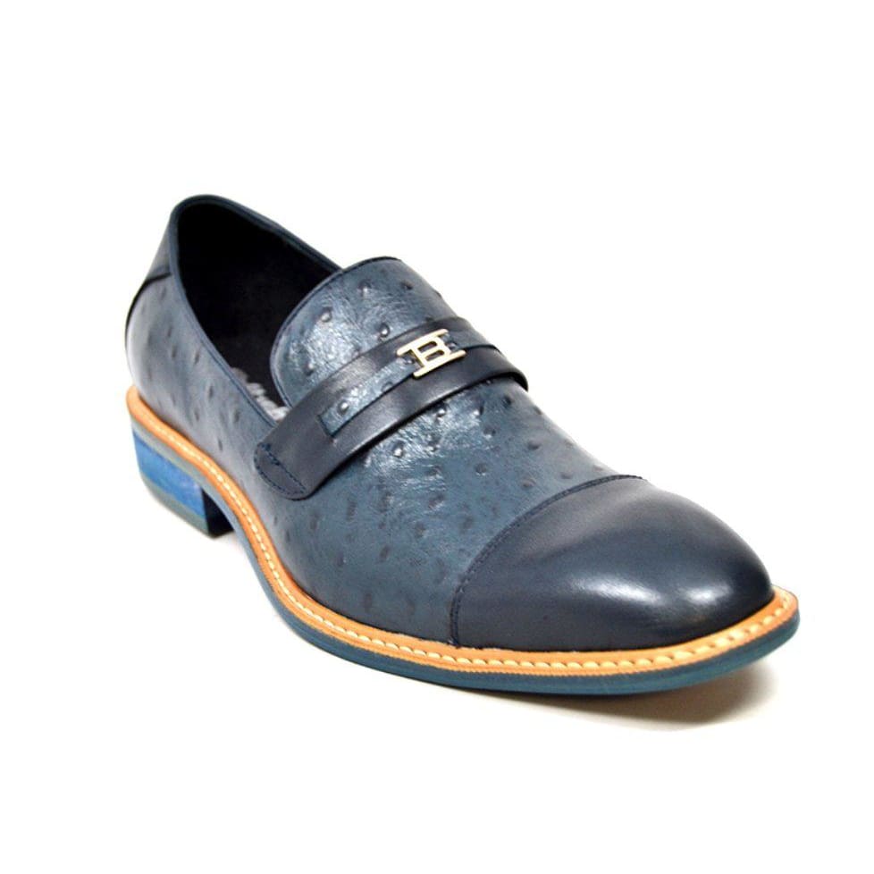 British Walkers Dolche Mens Ostrich Leather Slip On Shoes Exotic Luxury Style