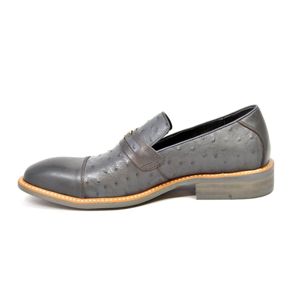 British Walkers Dolche Mens Ostrich Leather Slip On Shoes Exotic Luxury Style