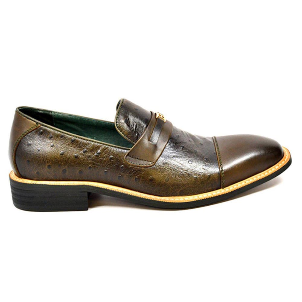 British Walkers Dolche Mens Ostrich Leather Slip On Shoes Exotic Luxury Style