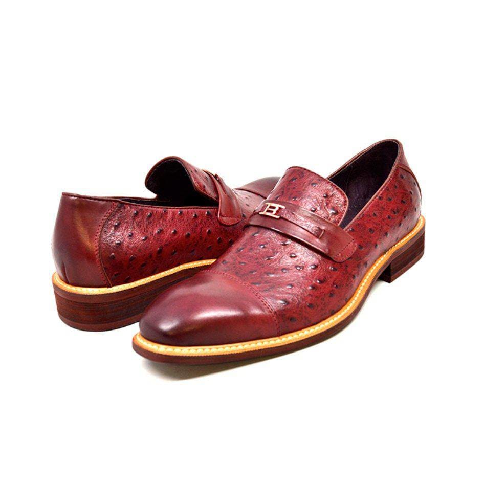 British Walkers Dolche Mens Ostrich Leather Slip On Shoes Exotic Luxury Style