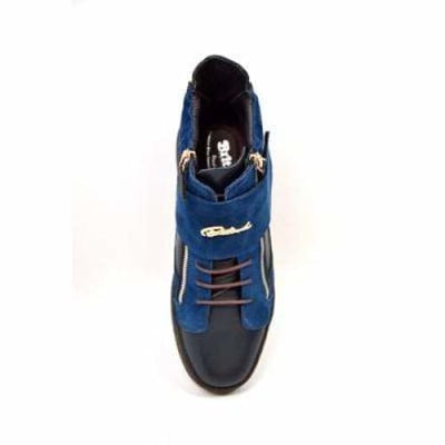 British Walkers Empire Men’s Navy Blue Leather Crepe Sole High Top Boots