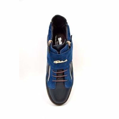 British Walkers Empire Men’s Navy Blue Leather Crepe Sole High Top Boots
