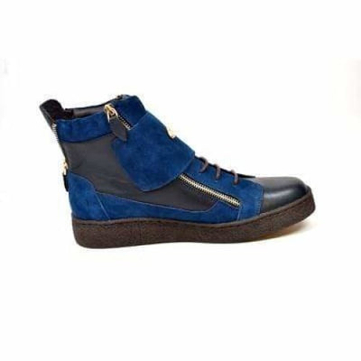 British Walkers Empire Men’s Navy Blue Leather Crepe Sole High Top Boots
