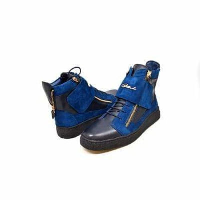 British Walkers Empire Men’s Navy Blue Leather Crepe Sole High Top Boots