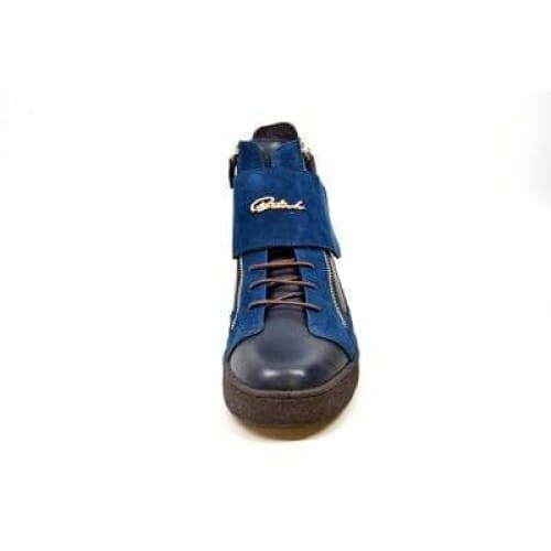 British Walkers Empire Men’s Navy Blue Leather Crepe Sole High Top Boots