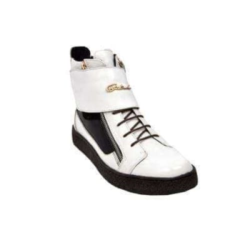 British Walkers Empire Men’s White & Black Leather Crepe Sole High Top Boots