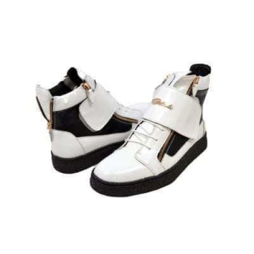 British Walkers Empire Men’s White & Black Leather Crepe Sole High Top Boots