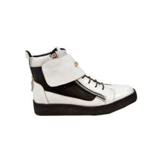 British Walkers Empire Men’s White & Black Leather Crepe Sole High Top Boots