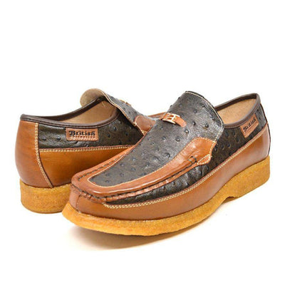 British Walkers Harlem Mens Ostrich Leather Slip On Shoes Exotic Luxe Style with Handcrafted Everyday Comfort