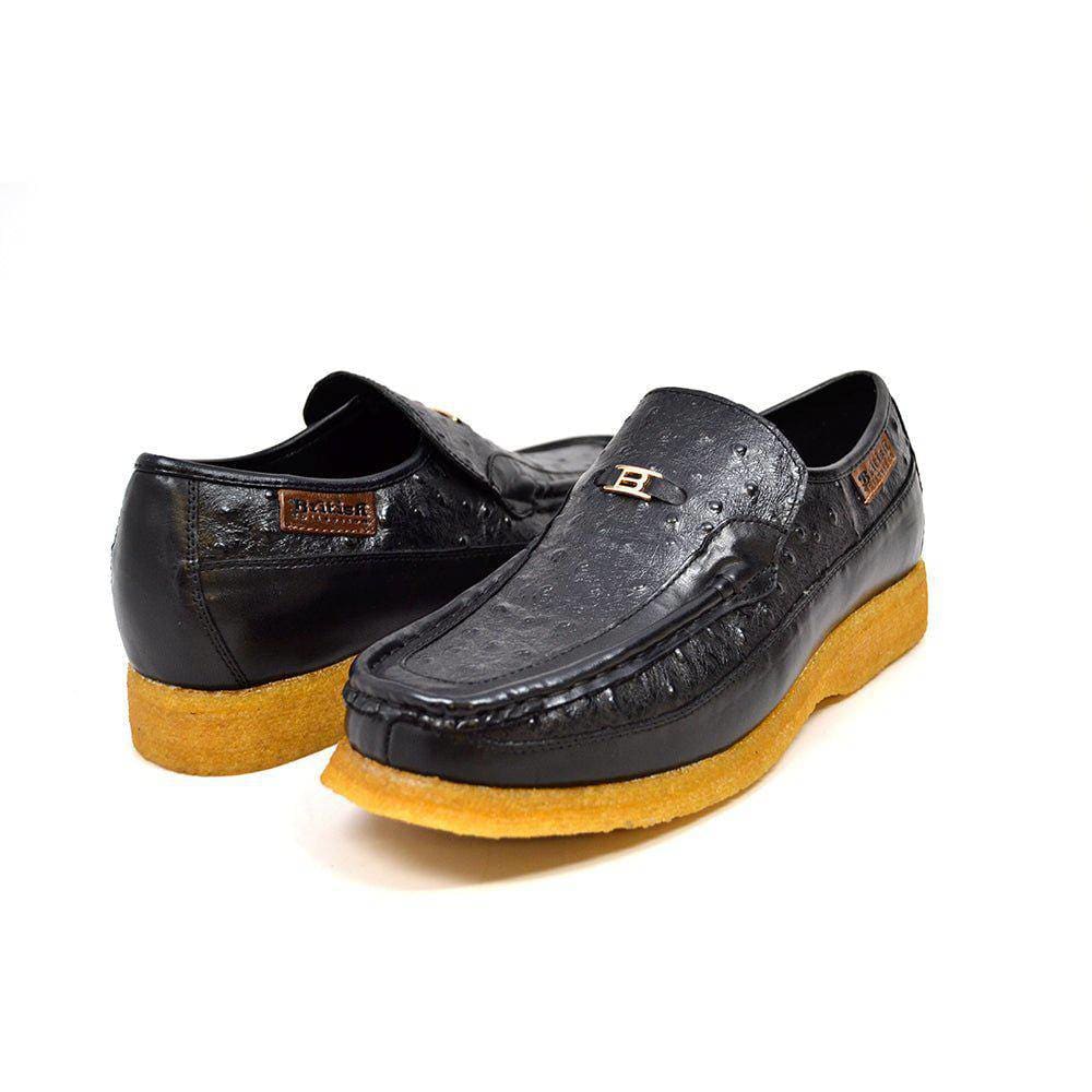 British Walkers Harlem Mens Ostrich Leather Slip On Shoes Exotic Luxe Style with Handcrafted Everyday Comfort