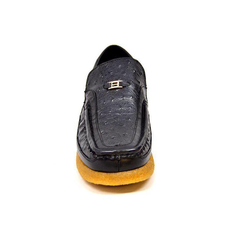British Walkers Harlem Mens Ostrich Leather Slip On Shoes Exotic Luxe Style with Handcrafted Everyday Comfort