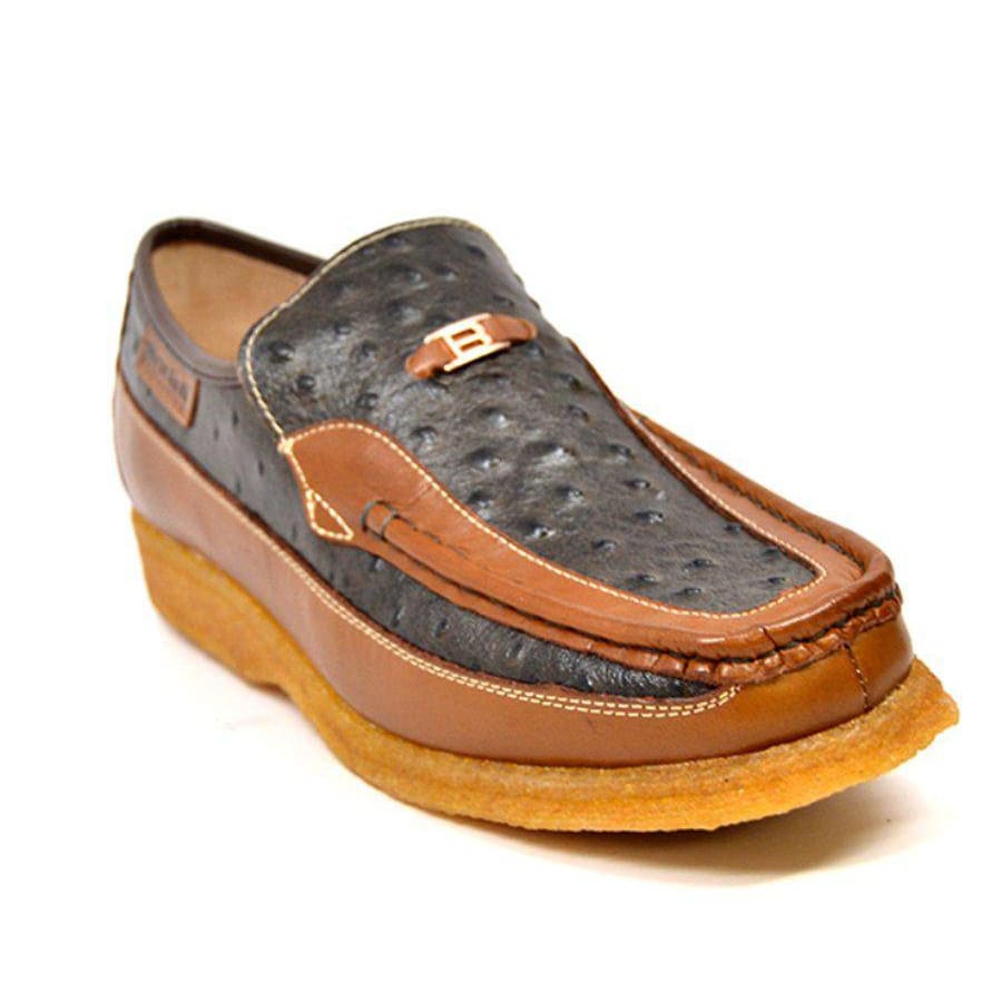 British Walkers Harlem Mens Ostrich Leather Slip On Shoes Exotic Luxe Style with Handcrafted Everyday Comfort