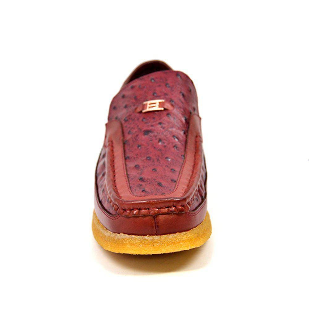 British Walkers Harlem Mens Ostrich Leather Slip On Shoes Exotic Luxe Style with Handcrafted Everyday Comfort