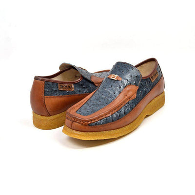British Walkers Harlem Mens Ostrich Leather Slip On Shoes Exotic Luxe Style with Handcrafted Everyday Comfort