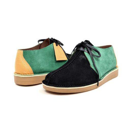 British Walkers Kingston Men’s Jamaica Green–Yellow–Black SplitToe Leather & Suede Shoes – Handcrafted Island Heritage Luxury with Bold Cultural Flair