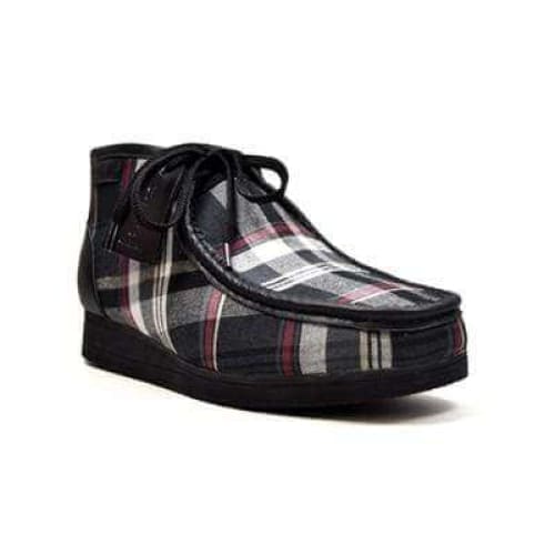 British Walkers New Castle – Black Plaid Leather & Suede Men’s Chukka Boot Patterned Heritage Craft with Modern Refined Style