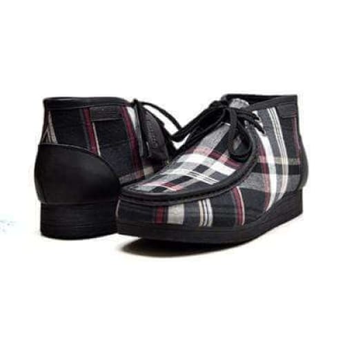 British Walkers New Castle – Black Plaid Leather & Suede Men’s Chukka Boot Patterned Heritage Craft with Modern Refined Style
