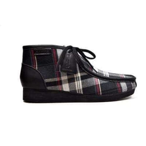 British Walkers New Castle – Black Plaid Leather & Suede Men’s Chukka Boot Patterned Heritage Craft with Modern Refined Style