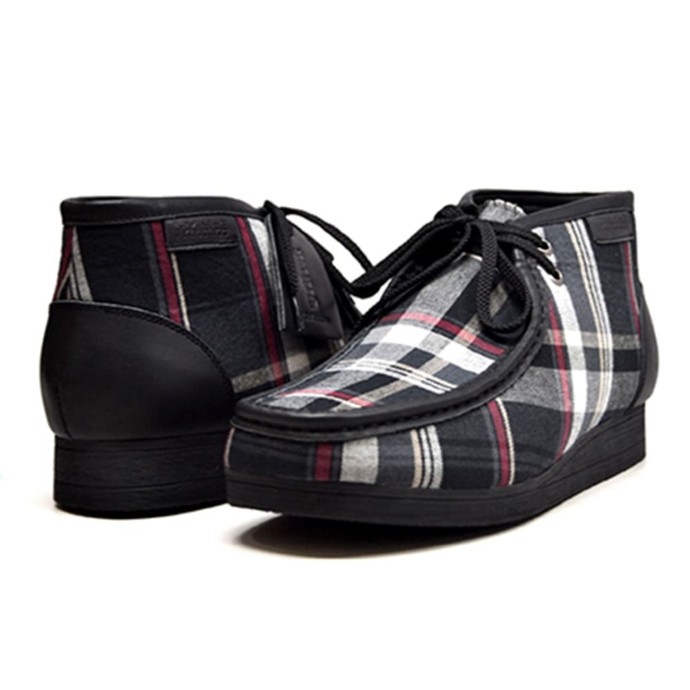 British Walkers New Castle Men's Black Plaid Leather & Suede Ankle Boots – product view 1