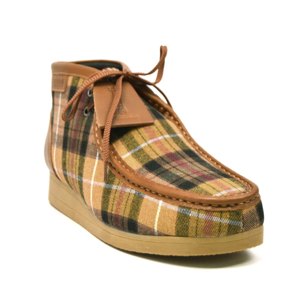 British Walkers New Castle – Tan Plaid Suede Men’s Chukka Boot Vintage Pattern Craft with Modern Artisan Style