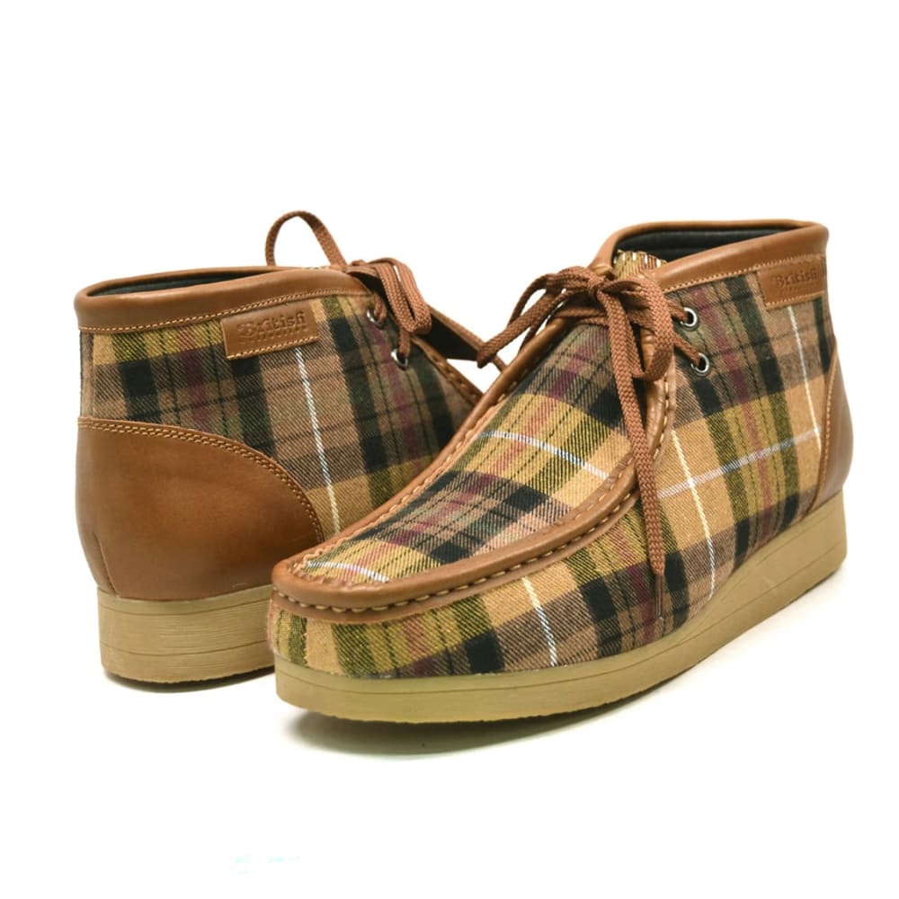 British Walkers New Castle – Tan Plaid Suede Men’s Chukka Boot Vintage Pattern Craft with Modern Artisan Style