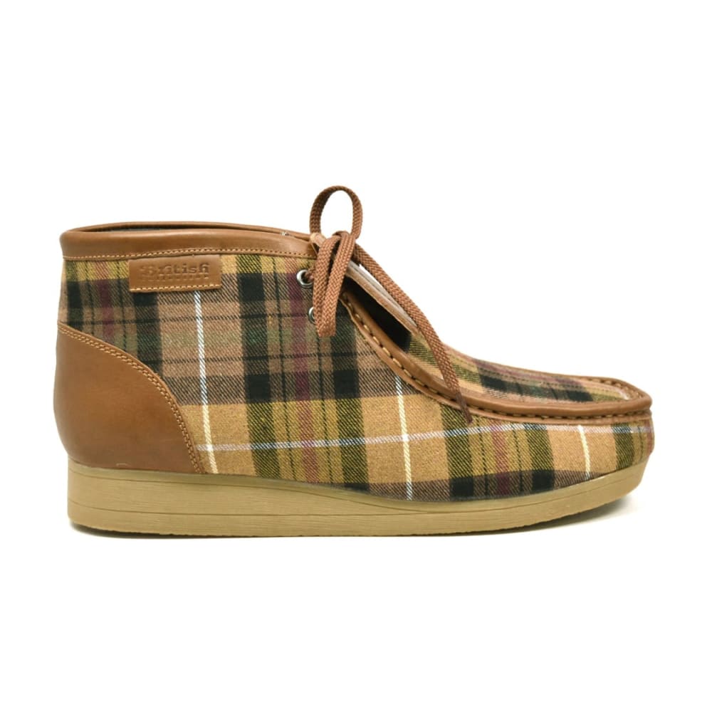 British Walkers New Castle – Tan Plaid Suede Men’s Chukka Boot Vintage Pattern Craft with Modern Artisan Style