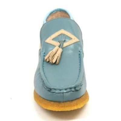 British Walkers Palace Men's Blue and Beige Leather Slip On Ankle Boots