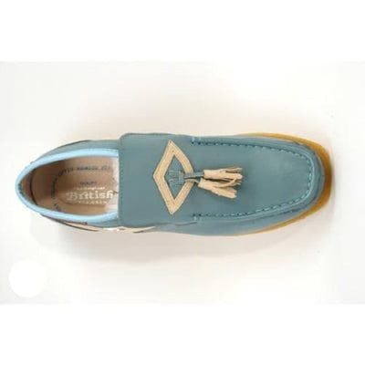British Walkers Palace Men's Blue and Beige Leather Slip On Ankle Boots
