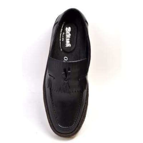 British Walkers Playboy Cruise Men's Black Leather Slip On with Tassle