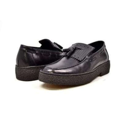 British Walkers Playboy Cruise Men's Black Leather Slip On with Tassle