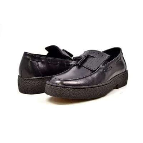 British Walkers Playboy Cruise Men's Black Leather Slip On with Tassle