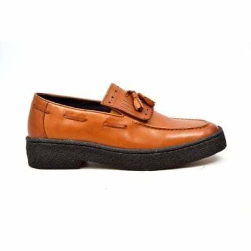 British Walkers Playboy Cruise Men's Cognac Leather Slip On with Tassle