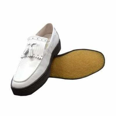 British Walkers Playboy Cruise Men's White Leather Slip On Crepe Sole with Tassle