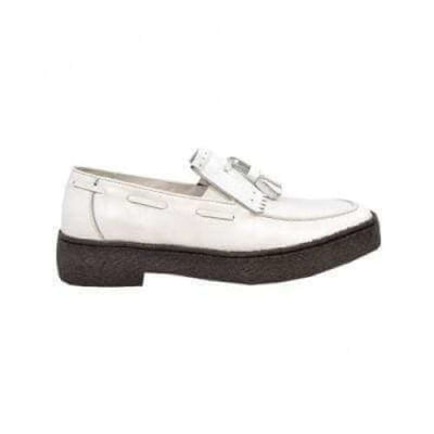British Walkers Playboy Cruise Men's White Leather Slip On Crepe Sole with Tassle