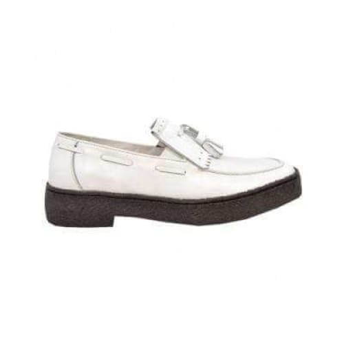 British Walkers Playboy Cruise Men's White Leather Slip On Crepe Sole with Tassle