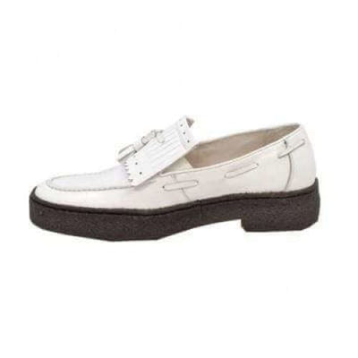 British Walkers Playboy Cruise Men's White Leather Slip On Crepe Sole with Tassle