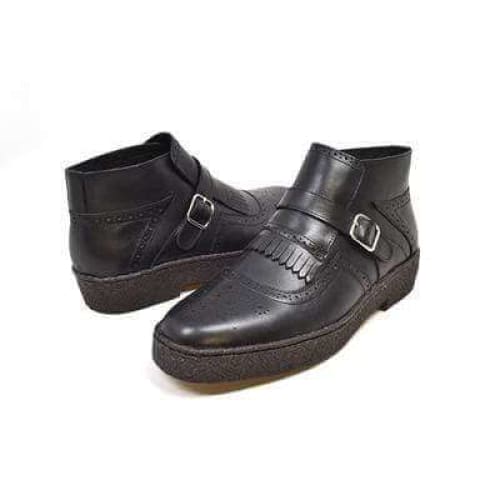 British Walkers Playboy Manhattan Wingtips Men's Black Leather High Tops Chukka Boots