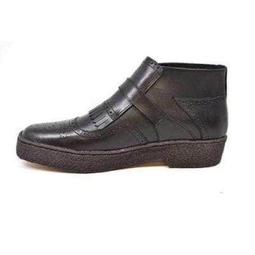 British Walkers Playboy Manhattan Wingtips Men's Black Leather High Tops Chukka Boots
